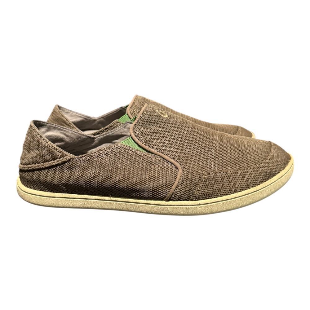 OluKai Nohea Mesh Slip On Casual Loafers Shoes Mustang/Lime Peel Men's Size 9.5 - Picture 2 of 9